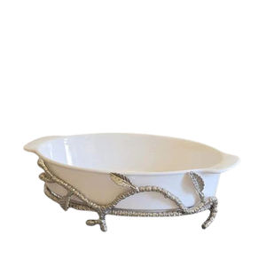 Tazón de Metal de aluminio de forma redonda con diseño de flor chapado en oro pulido brillante, tazón decorativo para el hogar recién llegado - Product Image 4