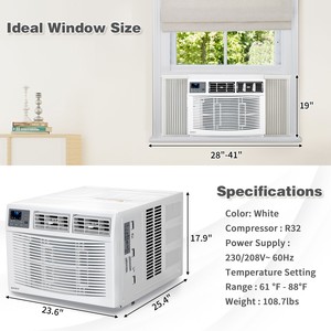 Climatiseur de fenêtre 4-en-1 de 18 000 BTU avec chauffage et Wi-Fi, pour 1 pièce de 93 m², contrôle par application, EER 10.5, haute efficacité énergétique - Product Image 5