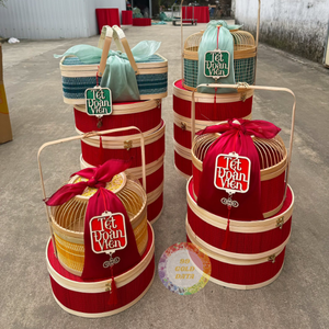 HANDWOVEN SUSTAINABLE BAMBOO <b>GIFT</b> STORAGE BASKET for FRUIT and CANDY CONTAINING GOOD APPEARANCE BAMBOO BASKET <b>BOX</b> SHAPE - CARYLN - Product Image 3