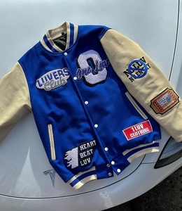 Veste en cuir PU pour homme décontractée, tendance 2026, surdimensionnée, style preppy, broderie de boutons, col vintage gris sable, personnalisée - Product Image 5