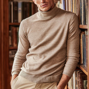 Pull à col roulé classique pour homme, haut en tricot à manches longues, fabrication en usine - Product Image 6