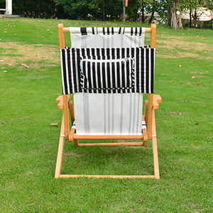 كرسي شاطئ بظهر قابل للطي من ساج بلاك ستريب مع مساند خشبية، مقعد رملي فاخر قابل للإمالة مع حقيبة تبريد معزولة ومسند للرأس - Product Image 4