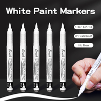 Ensemble de marqueurs acryliques blancs et noirs à base d'eau avec pointe pinceau, type liquide droit, pour la peinture DIY, en plastique