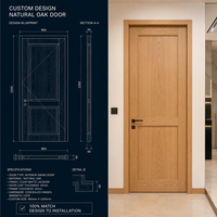 Porta Interna Moderna in Legno di Quercia Naturale con Anima in Legno Massello, a Battente Singolo, per Camere da Letto, Cucine e Progetti Residenziali, Fornitore OEM, Insonorizzata