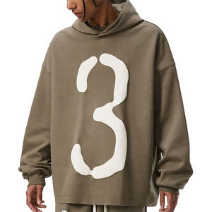 Sudadera de Algodón para Hombre, Estilo Urbano, Diseño Personalizado, Cuello Redondo, Estampado en Relieve, Transpirable, Holgada - Product Image 1