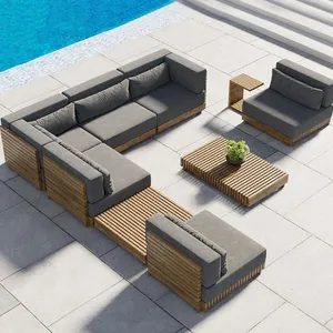 Altovis meticolosamente progettato materiale in legno di teak naturale comodo e rilassante esterno set di divani mobili da salotto