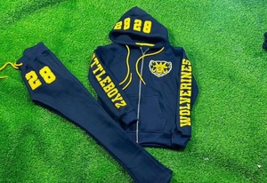 Conjunto Deportivo para Hombre al por Mayor, Logotipo Personalizado, Corte Ajustado, Traje de Jogging de Dos Piezas, Traje Deportivo Transpirable de Algodón y Felpa, Ropa de Entrenamiento Nueva - Product Image 2
