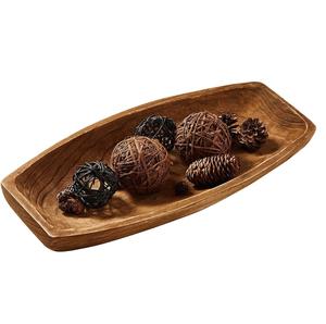 Bol à pâte en bois, 17.25 "x 8.8" Bols à pâte en bois sculptés à la main pour décor Fruits décoratifs en bois rustique - Product Image 5