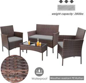 Homall PE Rattan Outdoor <b>Furniture</b> Set 4 Pieces <b>for</b> Patio <b>Garden</b> - Product Image 2