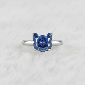 Anillos de Compromiso Solitario de Plata de Ley 925 con Diamantes Cultivados en Laboratorio con Corte Gato Azul Fantasía Navideño Original, Certificados por GIA e IGI, Claridad DEF VVS VS - Product Image 2