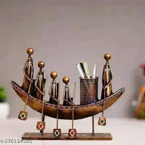 ปากกาตั้งโต๊ะรูปทรงเรือมีสไตล์ตกแต่งโต๊ะเครื่องประดับแบบใช้งานได้สำหรับโต๊ะทำงานของขวัญในบ้านโชว์ศิลปะเคลือบทอง - Product Image 4