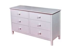 Cómoda Dakota de 6 Cajones, Diseño Moderno y Elegante en Blanco, Madera de Caucho Sólida, Ecológica y Duradera, Amplio Espacio de Almacenamiento para Apartamento o Dormitorio - Product Image 3