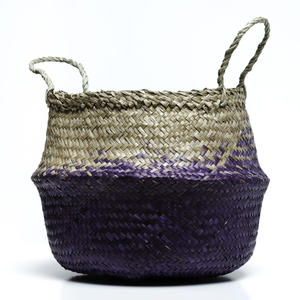 Hot deal seagrass straw <b>belly</b> <b>basket</b> for closet organizer and storage low price sea grass <b>baskets</b> - Product Image 1