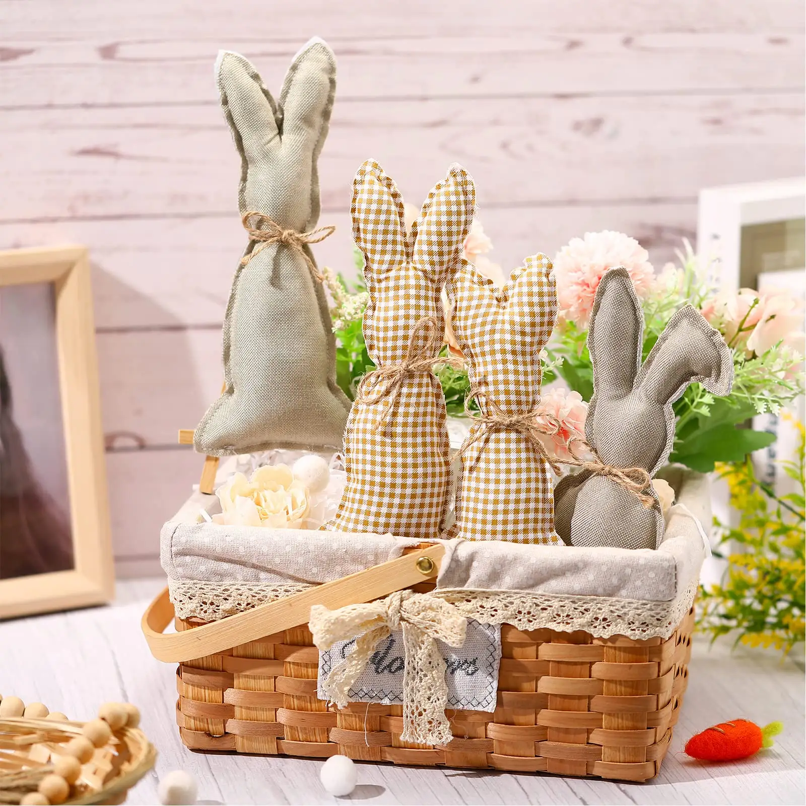 Decorazioni pasquali tessuto artigianato coniglio tavola ornamento pasquale coniglietto bambola giocattoli primavera casa feste bomboniere forniture