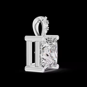 925 plata esterlina 14K chapado en oro princesa corte Cubic Zirconia moissanite diamante colgante collar para mujer - Product Image 5