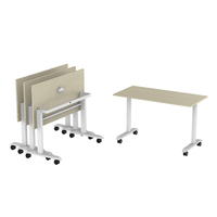 Tables de conférence extensibles en bois avec cadre en acier moderne et simple OMNI, table de formation à rabat, table empilable en stratifié, plusieurs tailles