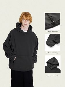 Sudadera con Capucha de Forro Polar de 430G para Invierno, Estilo Casual, Corte Regular, Logotipo Personalizado, Impresión Puff de Alta Densidad, Tinte Liso para Hombre - Product Image 2