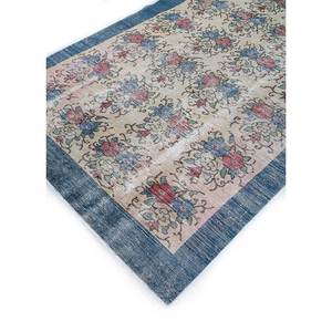 Alfombra de Lana Azul Vintage Hecha a Mano Pae-2341 con Patrón Floral Abstracto, Alfombra Rectangular Trenzada para Sala de Estar, Pasillo y Hogar - Product Image 2