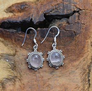 925 Sterling Silver Gemstone Spinner <b>Earrings</b> Pink Quartz Handmade Jewelry Birthstone Natural Gift for Stone <b>Dangle</b> <b>Earrings</b> - Product Image 3