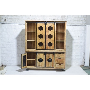 Cajones de puerta corredera de doble tamaño de estilo industrial moderno, Aparador de madera de mango macizo para el hogar, sala de estar, muebles de granja - Product Image 5