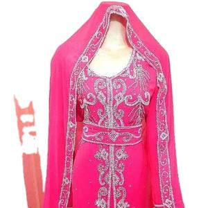 Beau caftan marocain 2022 nouveau Design robe musulmane traditionnelle avec perles de pierre de travail manuel caftan coloré - Product Image 1