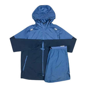Ensemble de survêtement court deux pièces respirant pour homme avec veste coupe-vent à capuche pour l'hiver - Product Image 1