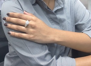 1.70 Ct Round Cut Lab Grown Diamond Cluster Style Engagement Ring, Solid 14K <b>White</b>/Yellow Gold Ring, Classic Pave Set Jewelry - Product Image 4