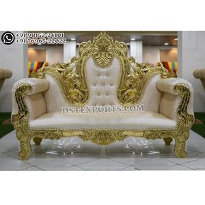 Magnífico Sofá Maharaja para Parejas de Novios, Conjunto de Sofás para Escenario de Boda con Temática Marroquí, Muebles de Boda Tallados y Pulidos en Dorado, EE. UU. - Product Image 1