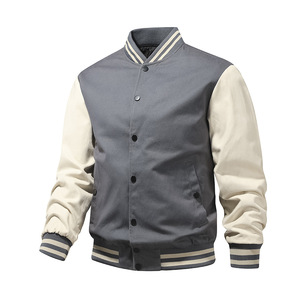 Wholesale 100% Cotton Mens Varsity <b>Jacket</b> <b>Patchwork</b> Stand Collar Baseball Coat CollegeBaseballjacket for men DDP Shipping - Product Image 4