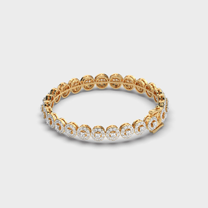 18K Gold Plated Tennis <b>Bracelet</b> With Round Crystal Rhinestones Bezel Set Classic Unisex Jewelry - Product Image 2