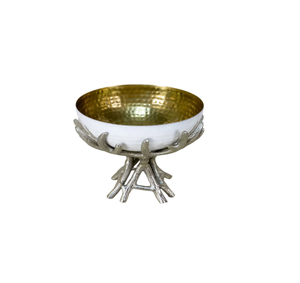 Cuencos de acero con diseño de fabricante con soporte de latón dorado, soporte para cuenco con cuchara para ensalada en gran oferta - Product Image 4