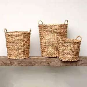 Water <b>Hyacinth</b> <b>Basket</b> Wholesale Handmade Decorative <b>Basket</b> Lightweight Eco Friendly Durable for Home Kitchen Serving - Product Image 5