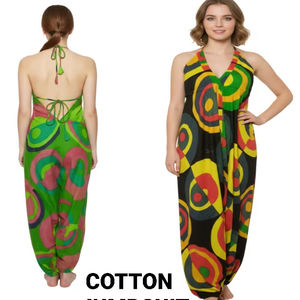 Nuevo mono largo de moda para mujer con tela de parche de algodón Boho Harem Romper para verano, descansar o Festival Vibes - Product Image 1