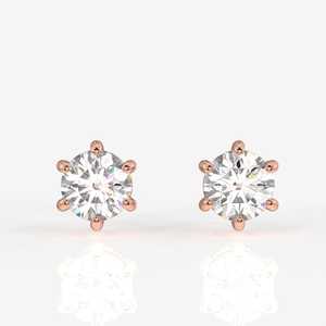 Pendientes de tuerca de diamante Moissanite de corte redondo Diseño de seis puntas hecho a mano en plata de ley - Product Image 5