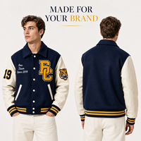Veste universitaire personnalisée pour homme, veste de baseball avec patchs en chenille brodés, corps en mélange de laine marine, veste de style universitaire personnalisée