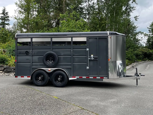 Brand New Horse-box Float <b>Trailer</b> Steel Side Wall Livestock Horses <b>Cargo</b> Utility 6440 Lbs. Payload 17'x6'6 - Product Image 2
