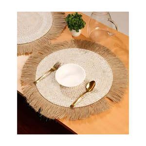 Solid Peach White Sustainable 100% Cotton GOTS Certified Embroidered Handcrafted 14 x 18 Inch <b>Placemats</b> for Dining Tables - Product Image 6