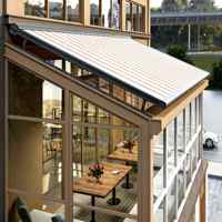 Auvent de toit en verre motorisé intelligent, construction en aluminium, tissu acrylique de haute qualité pour montage en surface ou en suspension.