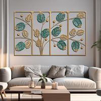 Décoration murale en métal moderne personnalisable à motifs de feuilles, faite à la main, pour la maison, l'hôtel, le restaurant, le bureau - Décoration suspendue pour mariage et nouvel an