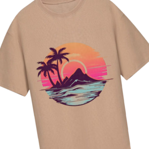 เสื้อยืดลายกราฟิกต้นปาล์มบนชายหาดขนาดใหญ่พิเศษเสื้อยืดลำลองพิมพ์ลายสตรีทแวร์แนวสตรีทฤดูร้อน - Product Image 2