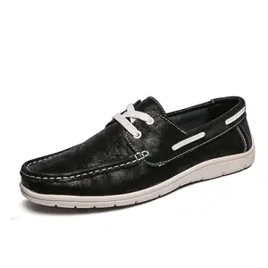 Trendy High Quality Walking Shoes Cow Leather Footwear Men Casual Boat Shoes Leather For Men