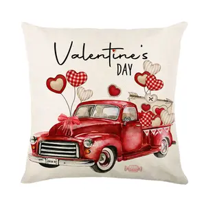 Sarung bantal dekoratif Hari Valentine, sarung bantal rumah kantor romantis estetika Cinta merah banyak ukuran