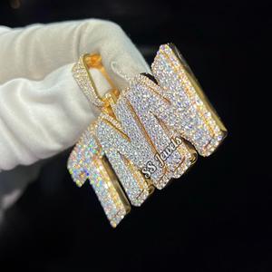 Bijoux Hip Hop personnalisés en argent Sterling 925 avec diamant Moissanite VVS complète avec lettre glacée nom pendentif cadeau d'anniversaire pour les enfants - Product Image 4