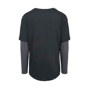 Logo personnalisé grande taille double couche manches chemise motif solide polyester/coton prix de gros - Product Image 2