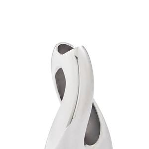 Vase décoratif en métal argenté incurvé simple, parfait pour l'aménagement intérieur et l'amélioration des pièces, fabriqué à la main en Inde - Product Image 3