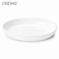 JOZING Plat de service ovale en céramique blanche avec bord perlé, assiette en porcelaine, liquidation directe d'usine, articles de vaisselle pour la cuisine