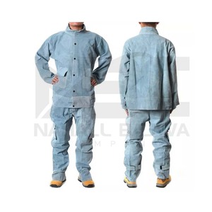 Traje de soldadura de cuero desechable ignífugo protector con chaquetas y pantalones de cuero dividido de manga larga para trabajo de seguridad - Product Image 2