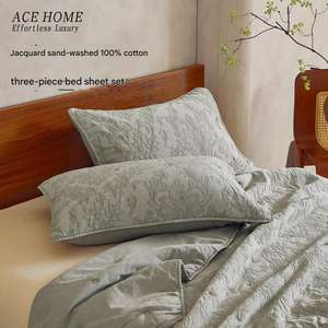 Juego <span class=keywords><strong>de</strong></span> Sábanas <span class=keywords><strong>de</strong></span> Tres Piezas <span class=keywords><strong>de</strong></span> Alta Densidad Lavadas con Arena: Juego <span class=keywords><strong>de</strong></span> Sábanas 100% Algodón Apto <span class=keywords><strong>para</strong></span> Todas las Camas - Product Image 1