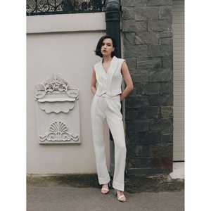 Ropa de oficina Chalecos clásicos Chaleco sin mangas Blanco Luxe Solapa Gilet Mujer Elegante Business Instock - Product Image 1