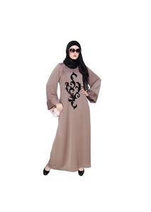 Abaya modeste en lin brodé de style floral de Dubaï Abaya moderne décontractée de style turc Abaya ouverte sur le devant Robe musulmane modeste chaude - Product Image 6